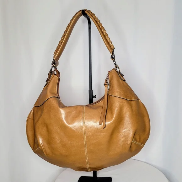 👜 Nine West Slouchy Hobo Shoulder Bag | Boho Chic | Tan Leather Look - Picture 3 of 6